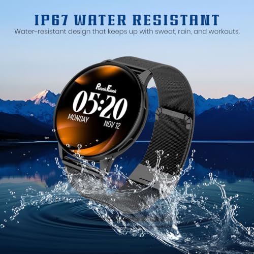 Image of PunnkFunnk Active 5 Smart Watch with 1.3 inch AMOLED HD Display | Bluetooth Calling, AI Voice Assistant, 100+ Sports Modes, Heart Rate & SPO₂ Tracking, IP68 Waterproof for Men & Women-(Millanese Black)