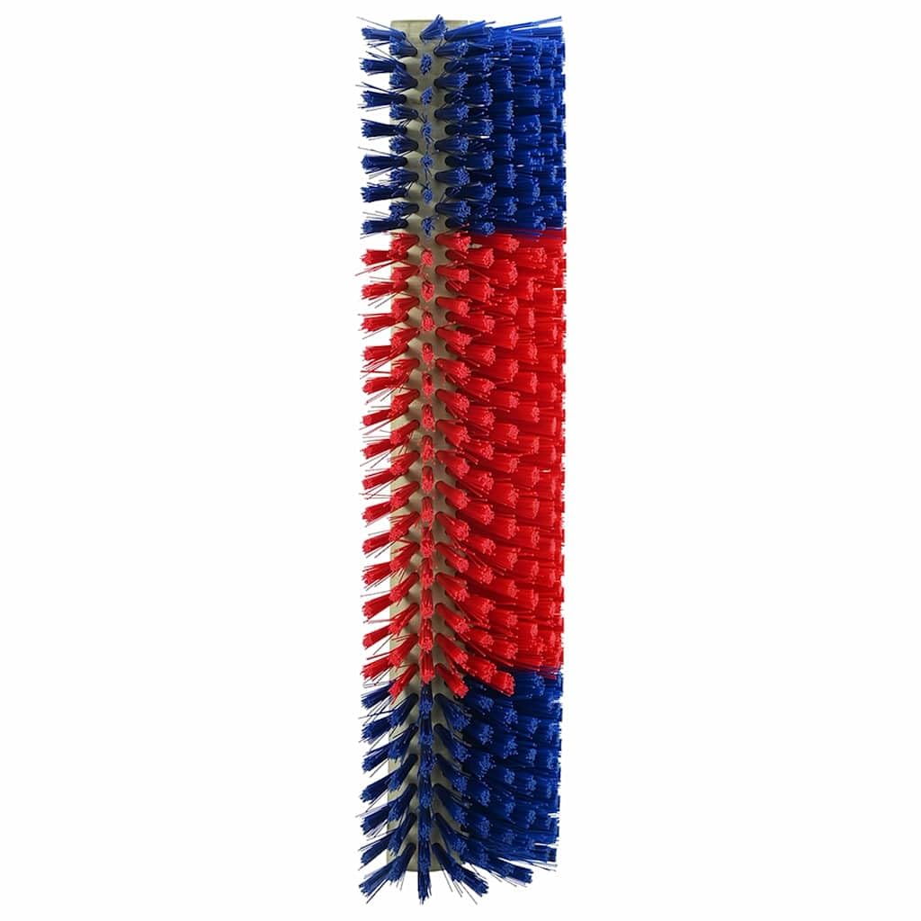 Cepillo para vacas rojo y azul, 50 x 17 x 9 cm, plástico y acero, montado en la pared para ganado y agricultura, cepillo robusto para el cuidado de ganado y caballos en exteriores
