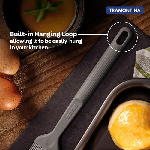 Image of Tramontina Softta Silicone Basting Brush - Grey, Heat Resistant to 210C - Ideal for Sauces, Marinades, Glazes, Butter - Baking, BBQ & Cooking Tool