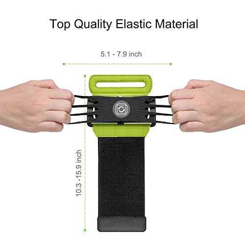 VUP Wristband Phone Holder for iPhone Xs Xs Max XR X 8 8 Plus 7 7 Plus 6S 6 5S Samsung Galaxy S9 S8 Plus S7 Edge, Google Pixel, 180° Rotatable, Great for Hiking Biking Walking Running Armband (Green)