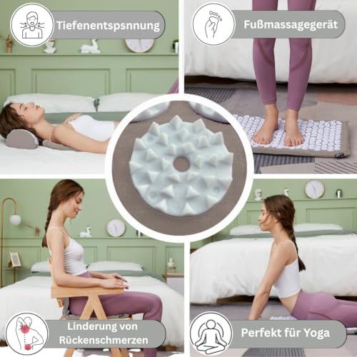 Mattibi® Akupressurmatte mit Kissen – Original Yantramatte für Rücken, Nacken & Fußschmerzlinderung – Mit Tragetasche, Nadelmatte für tiefe Entspannung & Magnetfeldtherapie, ideal für Männer & Frauen