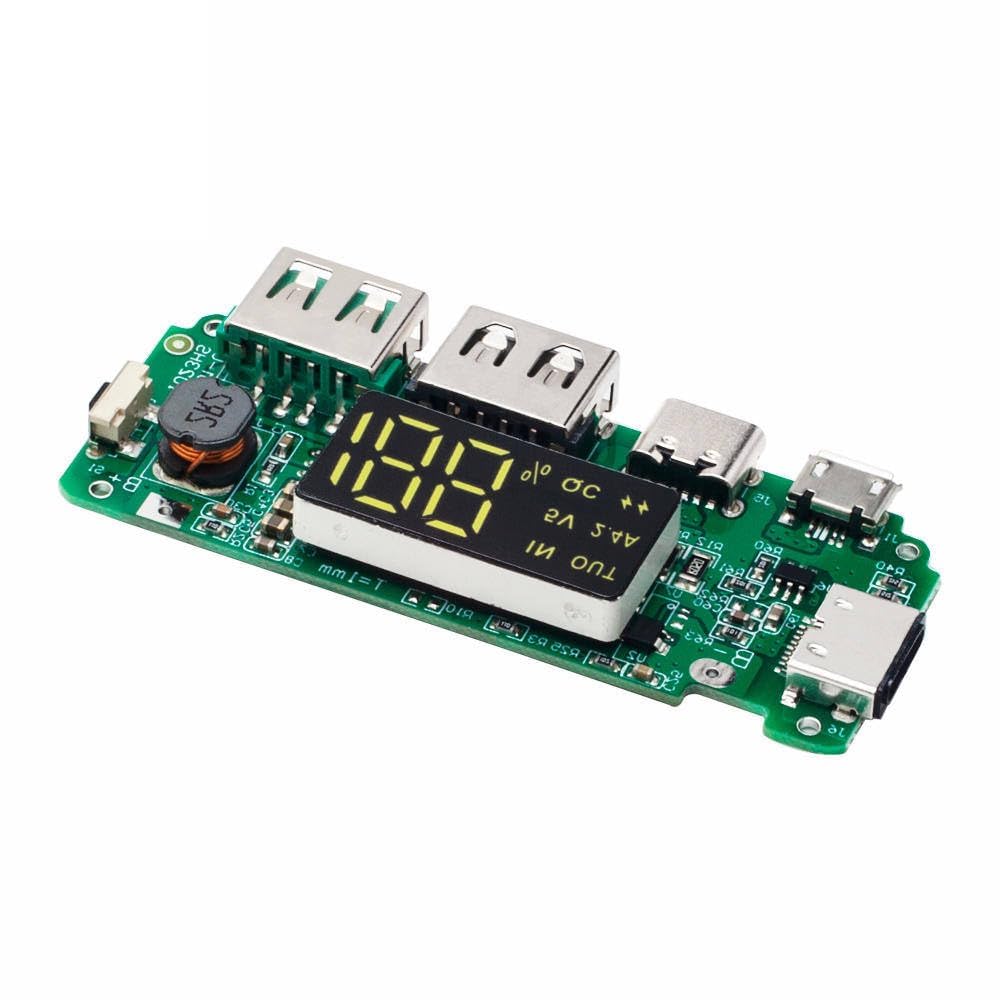 Electrobot 3-Port USB Power Bank Module with LED Display | 5V 2.4A Boost Converter for 18650 Battery | Type-C, Micro USB, Lightning Input | Dual USB Output for DIY Charging Projects-image-10