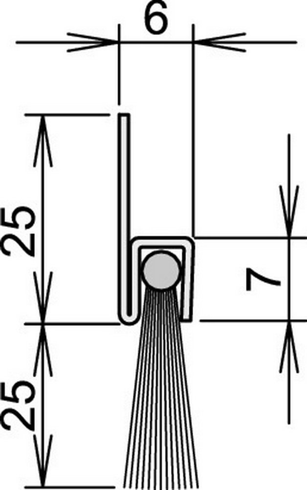 Athmer Cepillo junta puerta L.2000mm crin mixta Aufr.Athmer