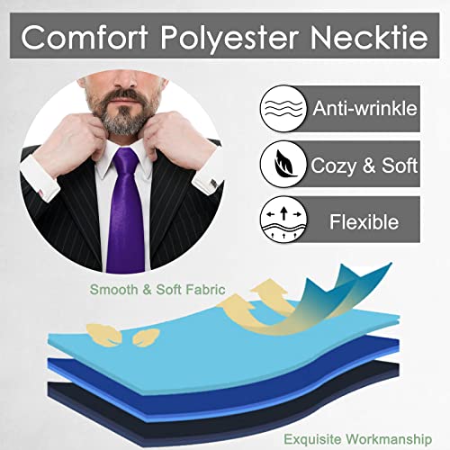Image of Luckyvestir Mens Tie Solid Satin Neck Ties 3.15'' Formal Necktie for Wedding Business Christmas Father's Valentine's Day Gift