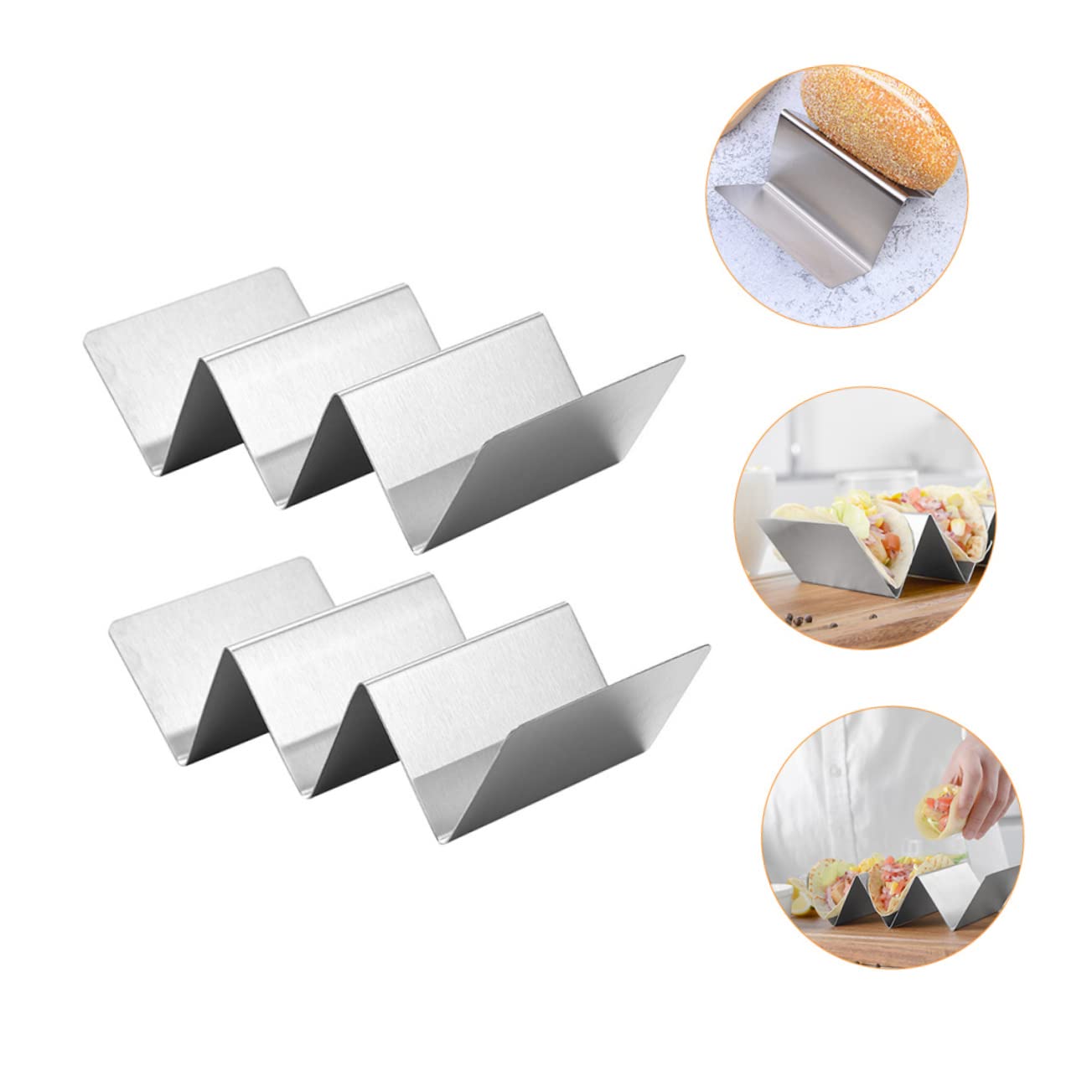PRETYZOOM Taco Holder Taco Rack 2pcs Stainless Steel Stand for Burrito Holders for Tacos Sandwiches Buns for Mexican Cuisine Easy to