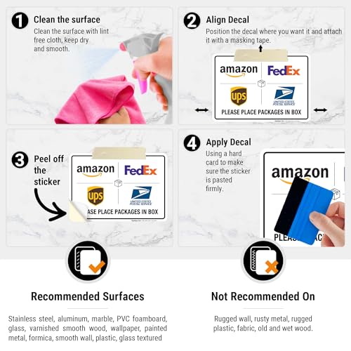 Image of Package Delivery Sign, Please Leave Packages Here Sign, FedEx, Amazon, UPS, USPS, 10x7 Inches, 4 Mil Vinyl Decal Stickers Weather Resistant, Made in USA by Sigo Signs