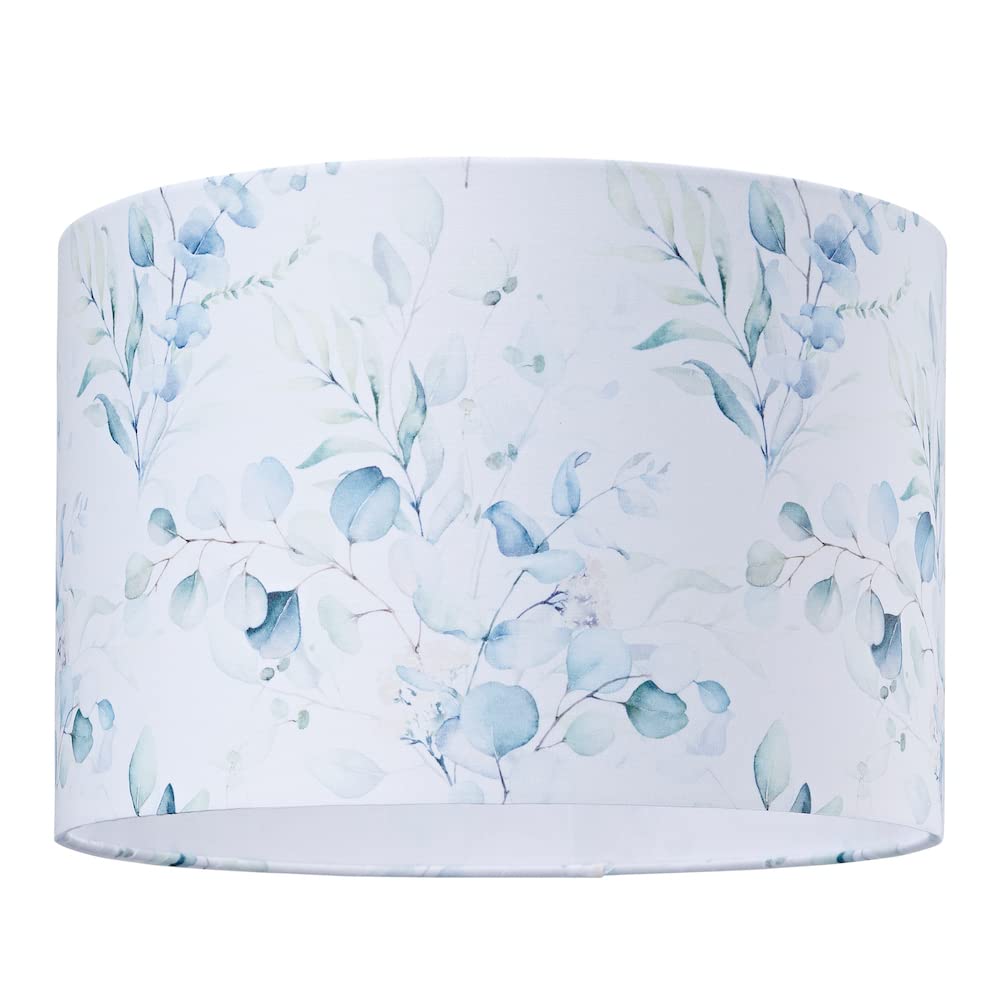 Floral Watercolour Lampshade - Green - Cotton - 20cm Height - 30cm Diameter