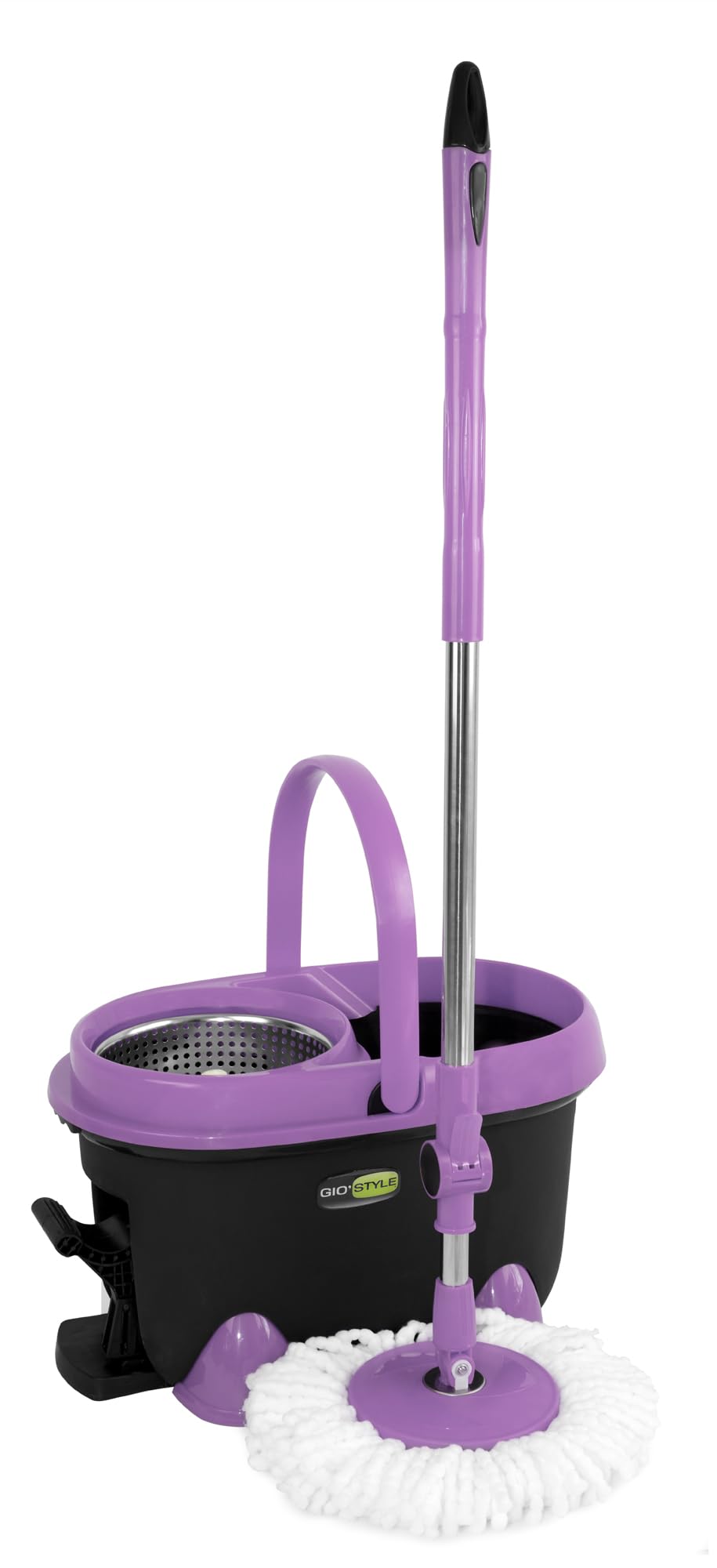 GioStyle, Spin Mop 360, Lavapavimenti - Set per la Pulizia con Cesto Azionabile a Pedale e Manico Regolabile, 49x29x28 cm, Colori Assortiti, 1 Unità