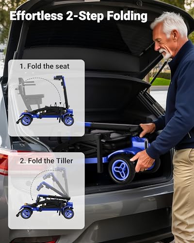 Image of 4 Wheel Heavy Duty Mobility Scooter 400 lb Capacity, Blue