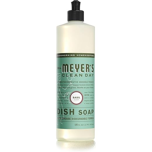 Mrs. Meyer's Liquid Dish Soap, Biodegradable Formula, Basil, 16 fl. oz