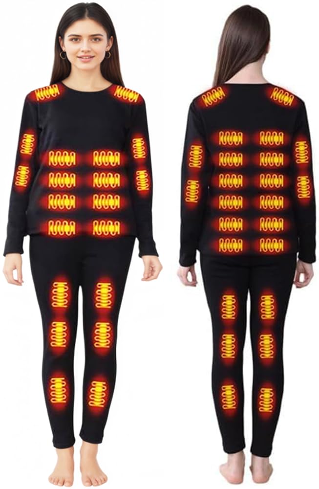 Heated Thermal Underwear for Men Women USB 42 Zone Intelligent Heated Thermals top and Heated Pants Set S-4XL