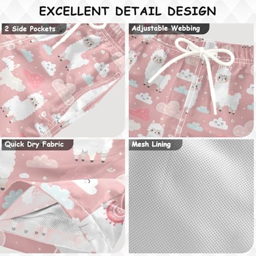 senya Funny Llama and Clouds Boys Swim Trunks Toddler Shorts Swimwear Boardshorts3