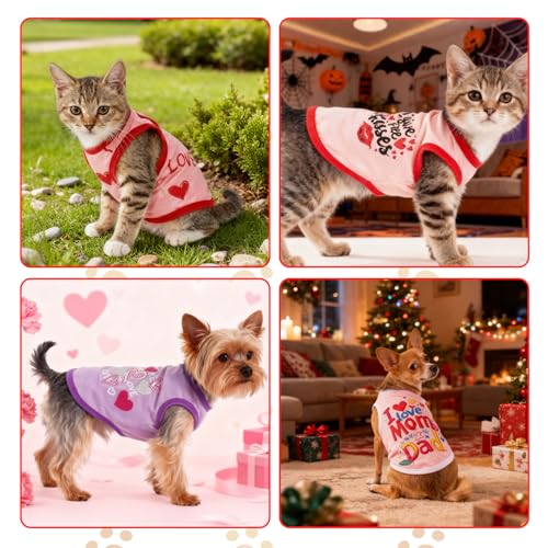 Topbuti 4 Pack Dog Shirts Summer Pet T Shirts Puppy Clothes Dog Clothing Breathable Cat Sleeveless Vest for Small Dogs Cats (Medium, Love) - Image 7