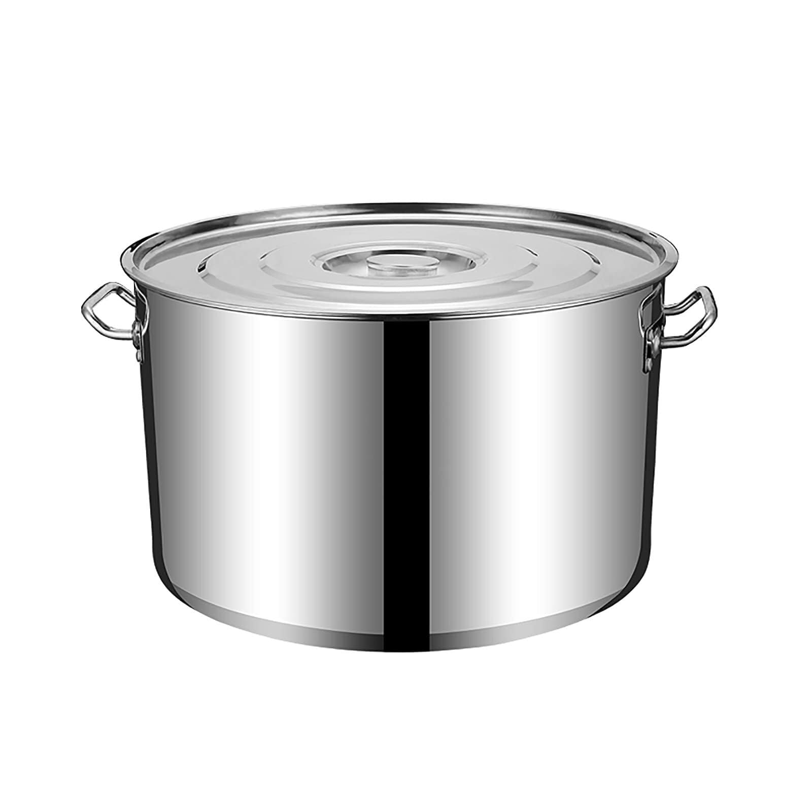 MYUYEE Stainless Steel Stockpot With Lid, Ergonomic Handle, Durable Soup Pot For All Heat Sources, Ideal For Home Cooking (Black-40 * 25Cm)