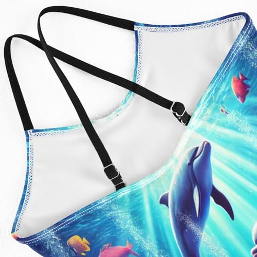 Marine Life Coral Dolphins Girls Swimsuit Bathing Suit Summer Beach Swimwear One Piece Swimsuits4
