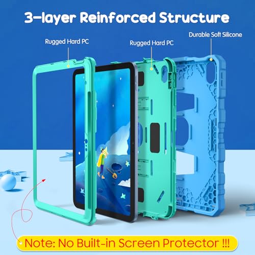 Image of Fintie Kids Friendly Case for iPad (A16) 11th Generation 11 Inch (2025), iPad 10th Generation 10.9 Inch (2022), Fully-Body Rugged Heavy Duty Shockproof Protective Case with Kickstand, Blue
