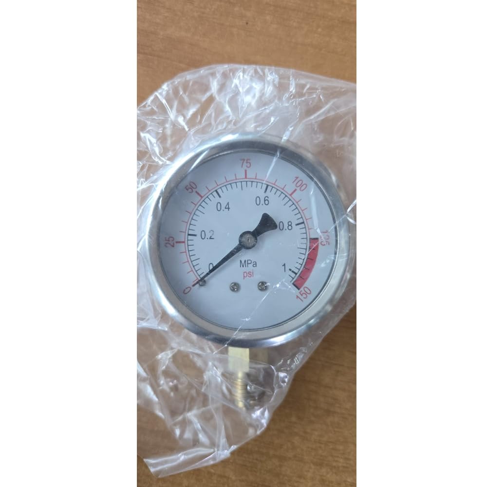 Suinga MANOMÈTRE sphère GLYCÉRINE 0-10 Bar 1/4". Utilisé en plomberie et jardinage pour CALCULER la PRESSION exacte de fonctionnement dans les tuyauteries, gris