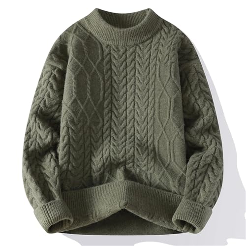 Men's Knit Sweater Thick Pullover Round Neck Solid Color Loose Fit Casual Warm Winter Top4