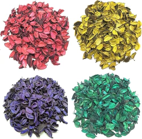 Potpourri di fiori secchi non profumati per decorazione, 4 colori (100 grammi ciascuno), peso totale 400 g, multicolore