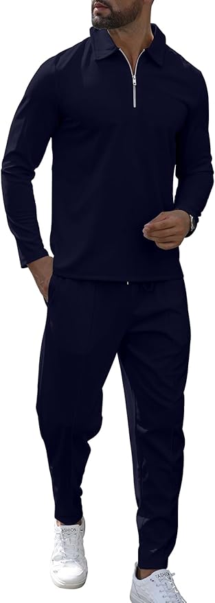 KUYIGO Herren Trainingsanzug 2-teilig - Waffelstoff Sweatshirt & Jogginghose