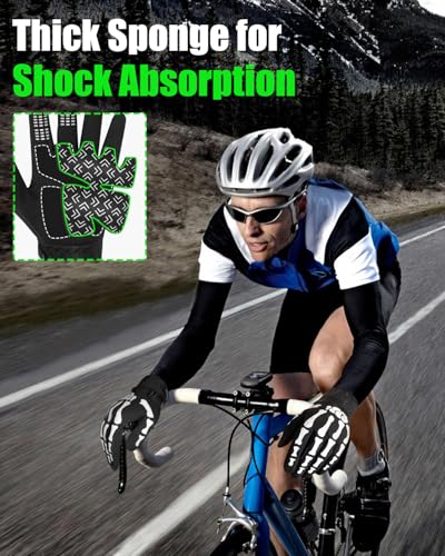 RIGWARL Motorcycle Gloves for Men and Women, Breathable Dirt Bike Gloves with Non-Slip Palm, Skeleton Motorcycle Riding Glove Glow in the Dark(White, M) - Thumbnail 3
