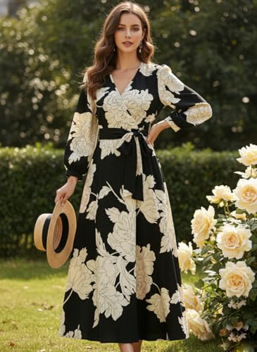 Image of Modestouze Attires Dress for Women Western, Maxi Dresses, One Piece Long Gown Outfit, Floral Print, V Neck Design, Clothing, Western Outfit for Women