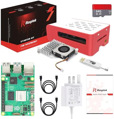 iRasptek Raspberry Pi 5 8GB RAM Starter Kit - 128GB OS Bookworm Edition