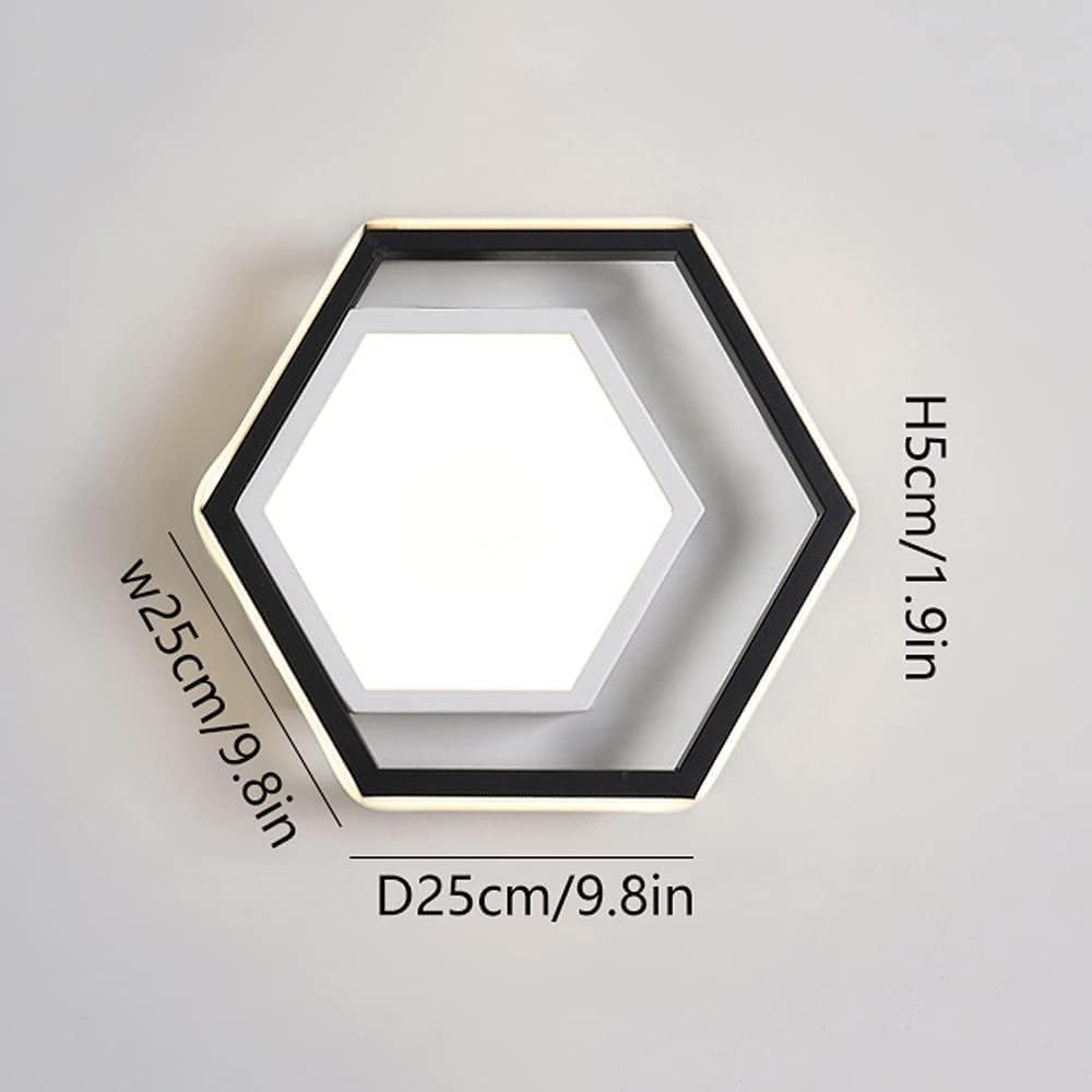 Nordic Style LED Ultra-Thin Flush Mount Ceiling Light, 20W Hexagonal Splicing Ceiling Lamp with Adjustable Three-Color Acrylic Shade, Modern Lighting Fixture for Living Room, Bedroom, Dining Room Gene