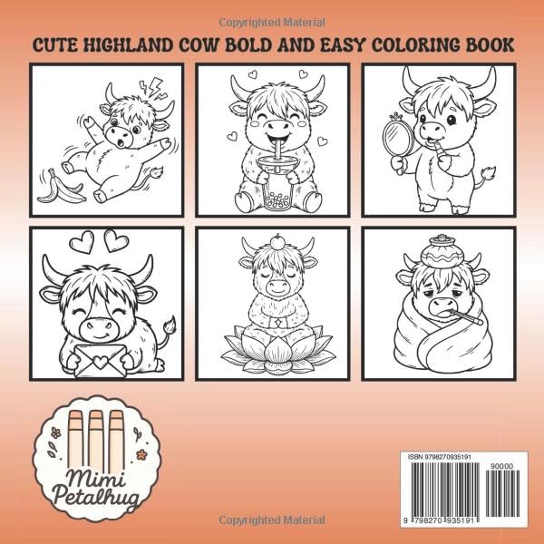 Highland Cow Bold and Easy Coloring Book: Cozy Scottish Cow Book with Simple and Big Designs for Relaxation, Cute Cow Gift for Kids & Adults image 3