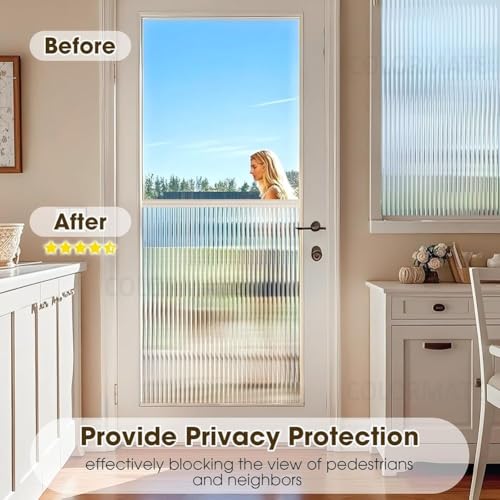 Image of COLORMATE Premium Vinyl Stained Frosted Fluted Window Glass Film (18x36 Inch) - Self-Adhesive Wallpaper Sticker Opaque Tint for Window Glass Privacy Cover, Door, Office, Home.| Anti-UV. 3D Fluted