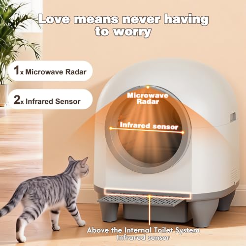 Greesum UltraSmart AutoClean Litter Box - 90L Large Capacity for Multi-Cat Households with Safeguard Tech, APP Control, Odor-Free Design & Mat/1 Roll Litter Bag - Image 5