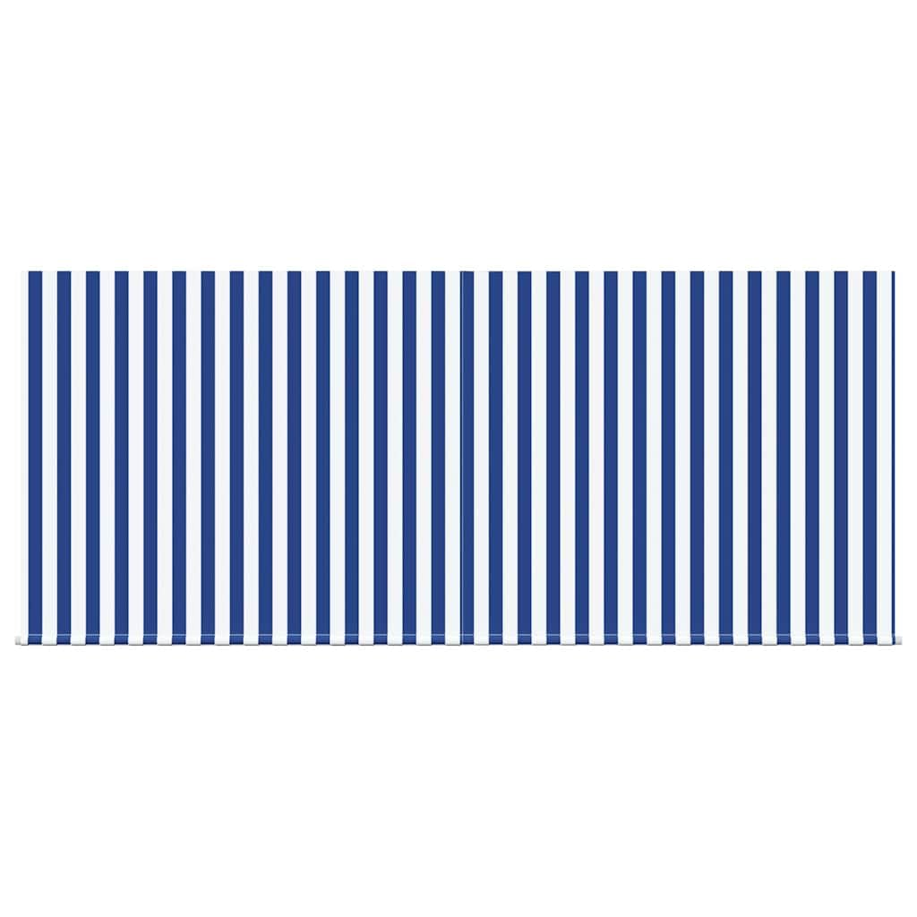 Toldo retráctil azul blanco 300 x 250 cm con mando a distancia, toldo de poliéster y aluminio resistente a la intemperie para terraza jardín, protección solar ajustable, duradero