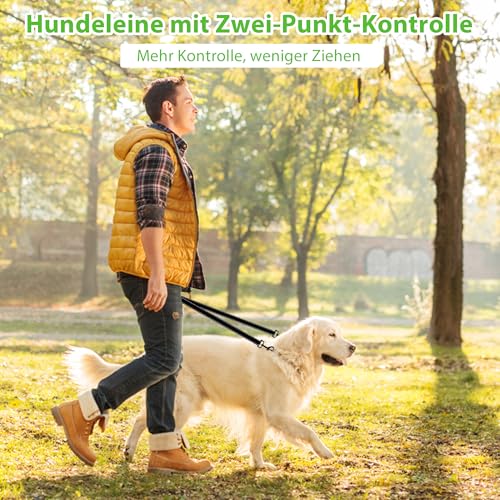 Hundeleine Große Hunde Anti-Zieh Geschirr für Mittlere Hundeleine Doppelleine für 2 Hunde Reflektierend Hundeleine zum Trainieren und Gassi gehen für große mittlere Hunde