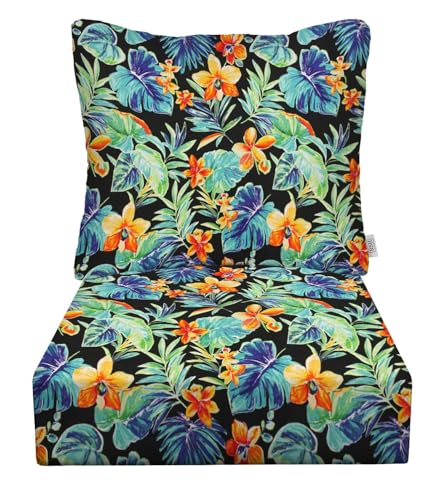 RSH DECOR Deep Seating Cushion with Pillow Back | 24 x 26 x 5 Seat | Water and Fade-Resistant Spun Fabric | Outdoor Chair Cushion Set for Patio Furniture | Beachcrest Caviar