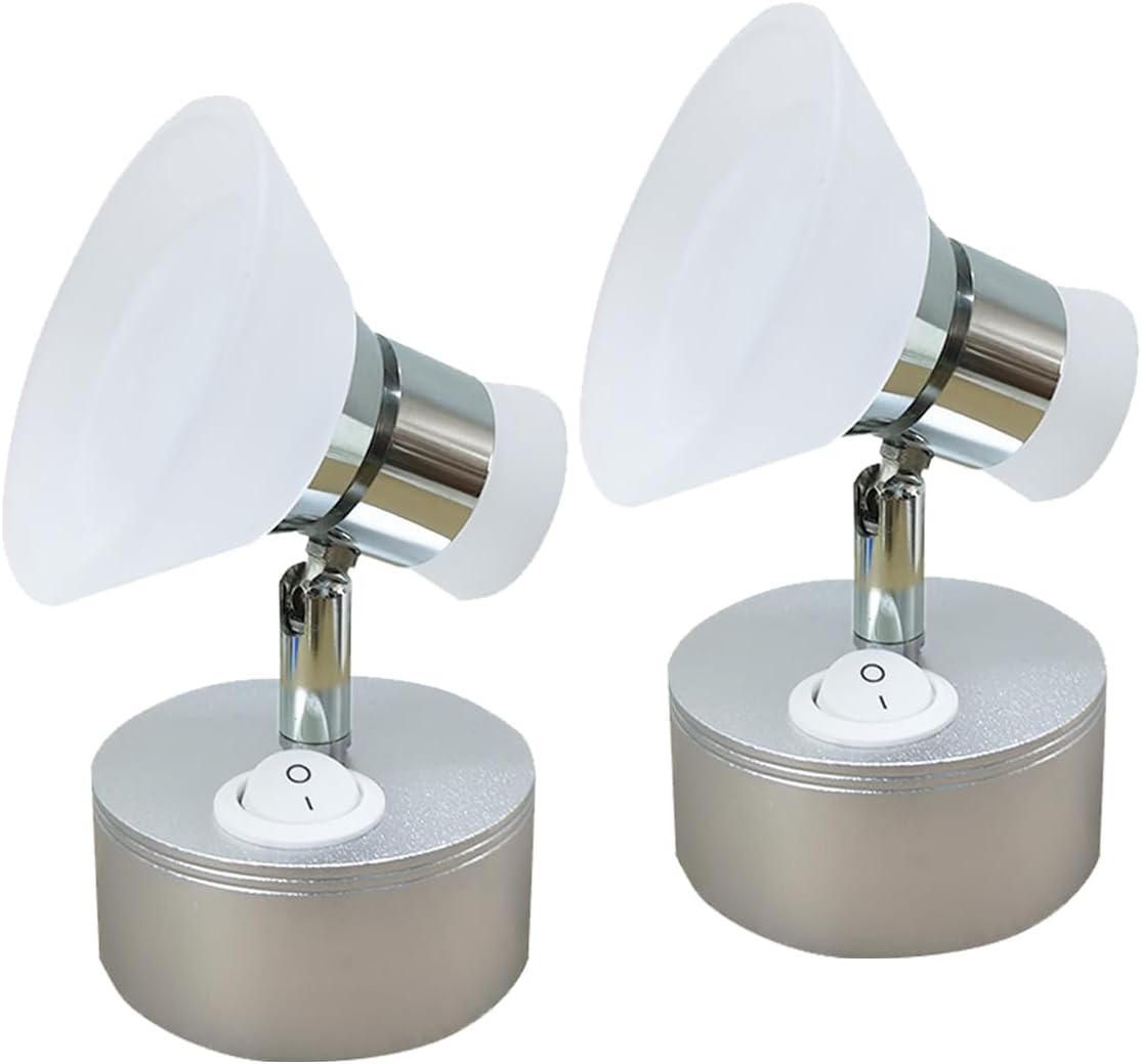 RV Reading Lights 12v Wall Sconces for Campers Frosted Crystal Acrylic, 12volts RV Light Fixtures Interior Campers Trailers Bedside, with Switch Polished Chrome 3w Warm White 3 inches Set of 2