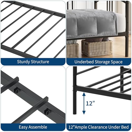 Image of Garvee Twin Metal Daybed, Metal Sofa Bed Frame with Arched Headboard, Guest Sofa Bed with Steel Slat Support, No Box Spring Required, Easy Assembly, Black