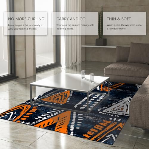 Tapis lavable à triangles orange pour une salle à manger moderne - 6
