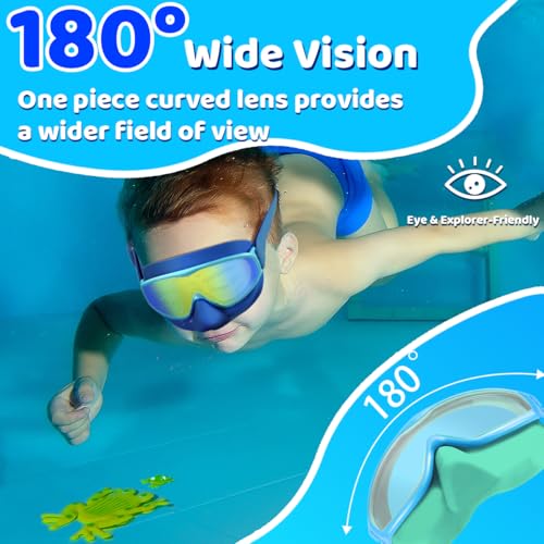 image for Vvinca Swim Goggles with Nose Cover, Fabric Strap Toddler Kids Swimmin