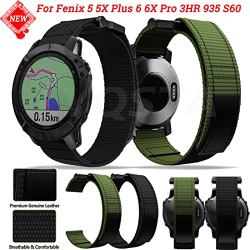 Bracelet de montre 22mm en nylon vert pour Garmin Fenix 6 et 6 Pro ajustable - 3