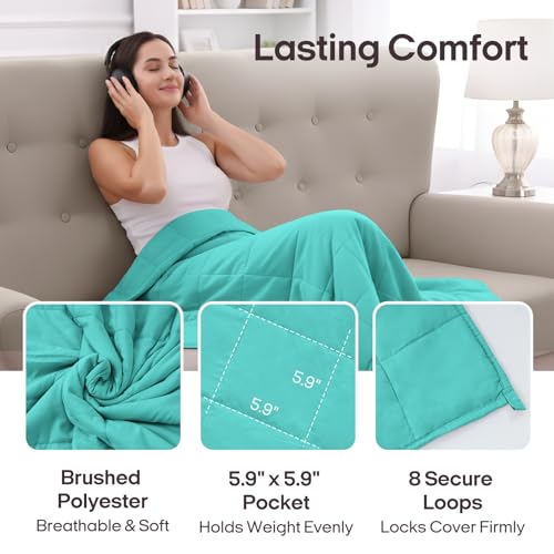 Image of ZonLi Weighted Blanket for Adults(48 inchx72 inch,15lbs, Dark Green) Twin Size High Breathability Cooling Heavy Blanket, Soft Material with Premium Glass Beads,All-Season.