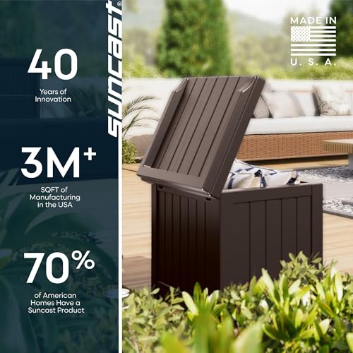 Suncast Outdoor Deck Box - 22 Gallon Java Resin Outdoor Storage Box, Weatherproof Patio Storage Bin Container for Seating & Organizing Cushions, Tools & Towels for Pool, Yard, & Garden - image 9