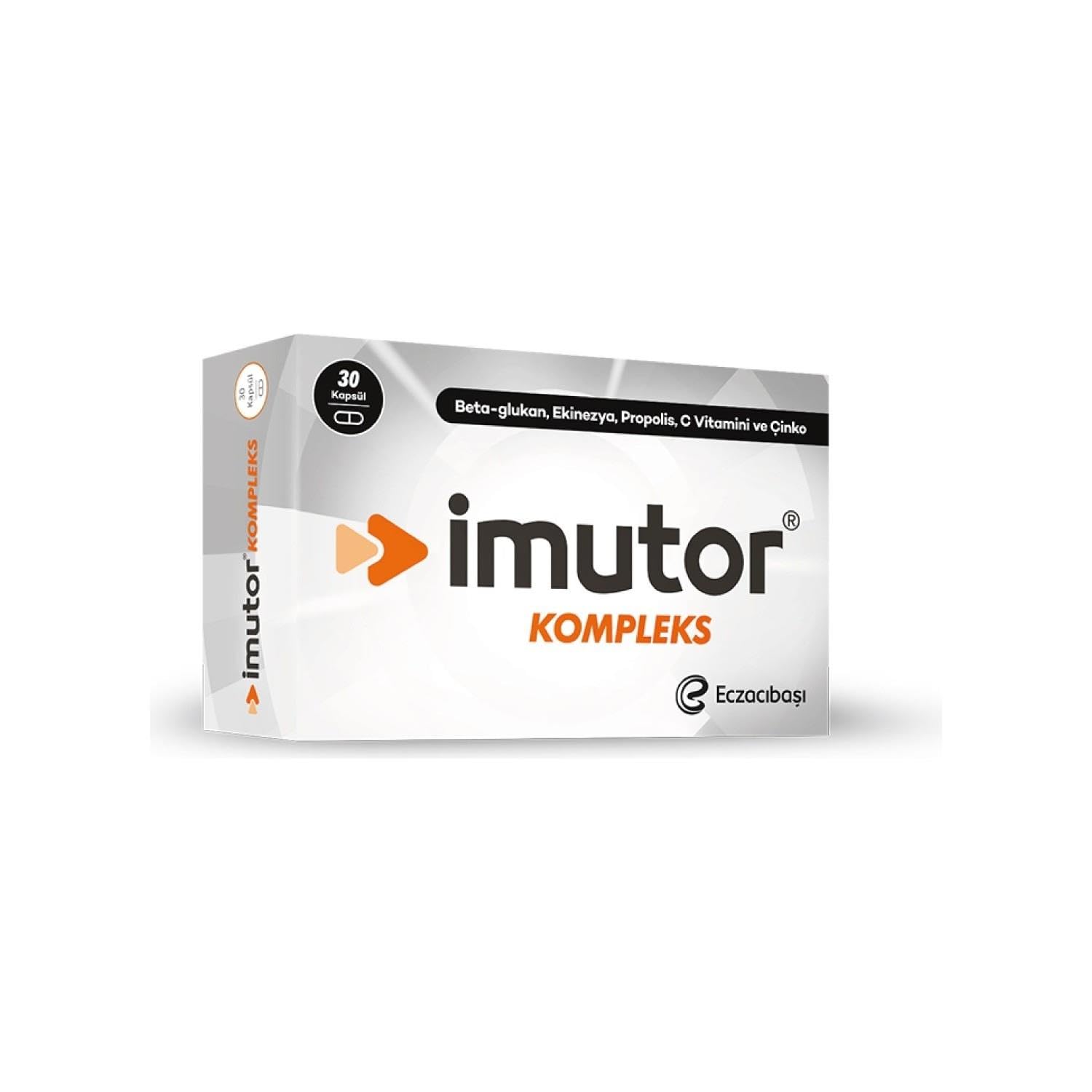 Imutor Kompleks 30 Kapsül – Bağışıklık – Beta Glukan, Ekinezya, Propolis, C Vitamini, Çinko