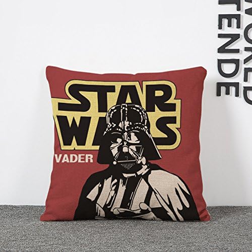 Miniatura 2 de Oceancube Funda de cojín de dibujos animados Star Wars Darth Vader Whiter Robot Funda de cojín para sofá y coche de 18.0 x 18.0in, bonita funda de