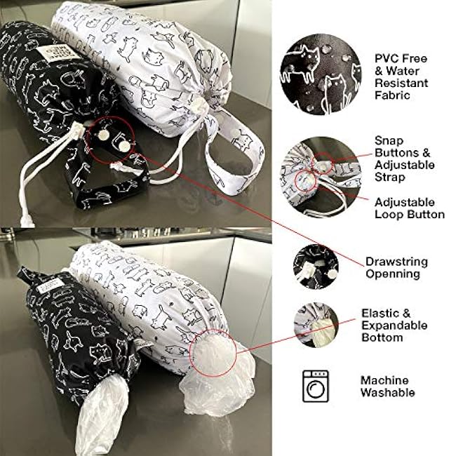 FLOCK THREE 2pcs Waterproof Plastic Grocery Trash Bag Holder Shopping Carrier Holder Organizer Kitchen Storage Bag Dispenser Multiple Designs Sizes Cats