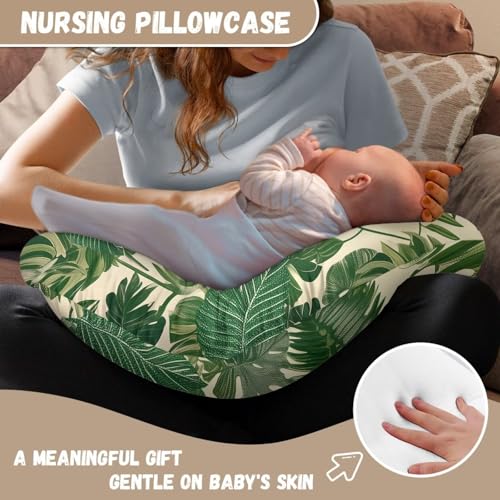 Image of Monstera Baby Nursing Pillow Cover for Bottle Feeding, Soft Breastfeeding Pillow Slipcover Easy to Clean Breathable Pillow Cover for Infant Snug