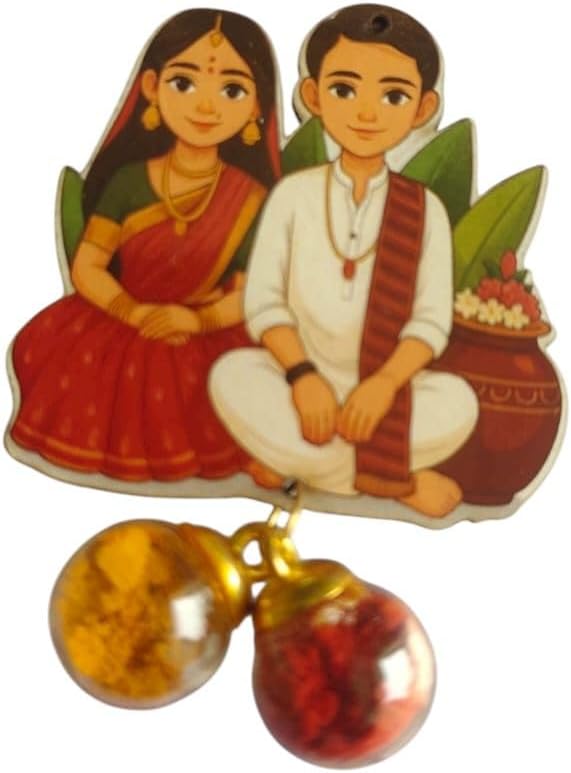 DecoDale Decorative MDF Craft Wth Mini Bottles Filled with Haldi KumKum Traditions Pooja Item 3inch 20PCS
