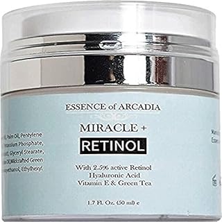 Retinol Moisturizer Cream High Strength for Face and Eye Area Miracle Plus - 2.5% Retinol, Hyaluronic Acid, Vitamin E, Green Tea - Anti aging Formula Reduces Wrinkles, Fine Lines, Spots-Day and Night