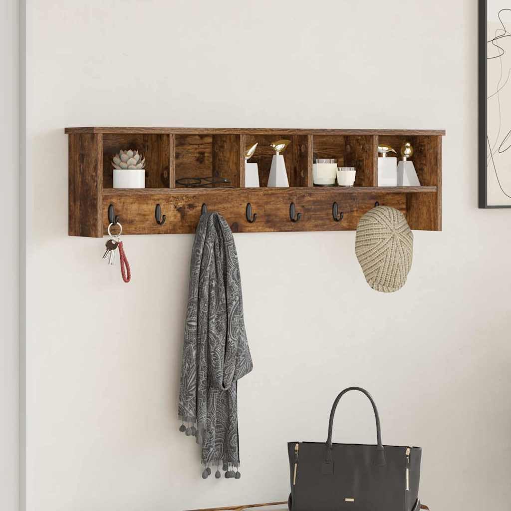 vidaXL Wandmontierter Kleiderständer Räuchereiche 100 x 16 x 26 cm, Moderner Wandgarderobe, praktische Ablage für den Flur, platzsparender Stauraum, stylische Möbel-Lösung