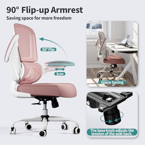 Image of TRALT Office Chair - Ergonomic Desk Chair with Adjustable Lumbar Support, Mesh Computer Chair, Executive Chair for Home Office Comfortable Lumbar Support (1, Pink)