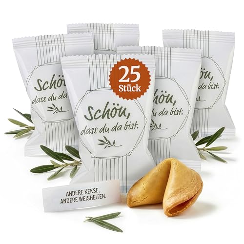 Gepps Feinkost Glückskekse mit unterschiedlichen Sprüchen I 25 Glückskekse für Hochzeit Geburtstag Taufe etc. I Gastgeschenk I Give Away & kleine Aufmerksamkeit mit Stil